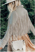 Long Sleeve Faux Suede Tassel Jacket
