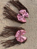 Medium piggy bows with leather dangles