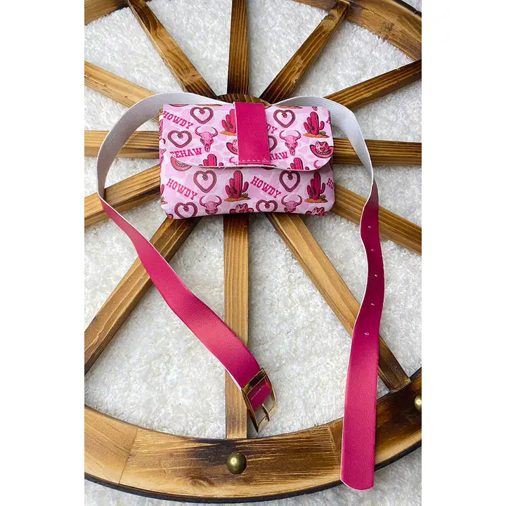 Western Howdy & Bull & Cactus Prints Kids Waist Bag