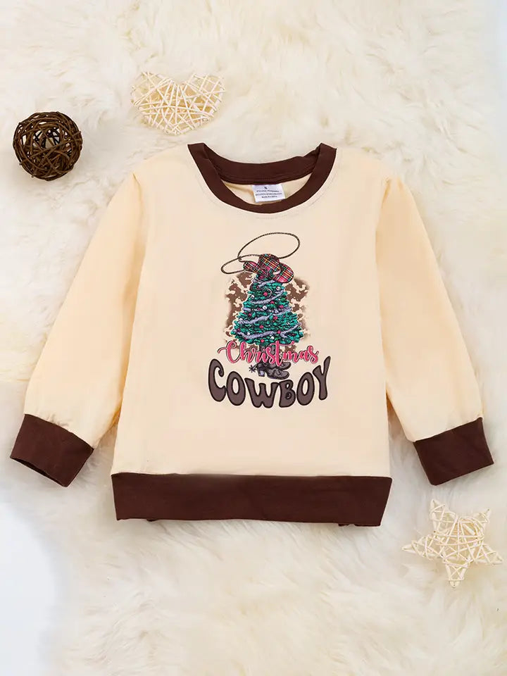 Christmas Cowboy" Ivory Sweatshirt