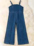 Dark Blue Denim Jumpsuit with Back Zipper