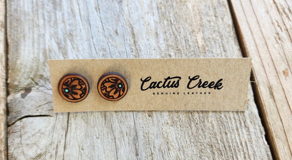 "Millie" Handmade Genuine Leather Stud Earrings