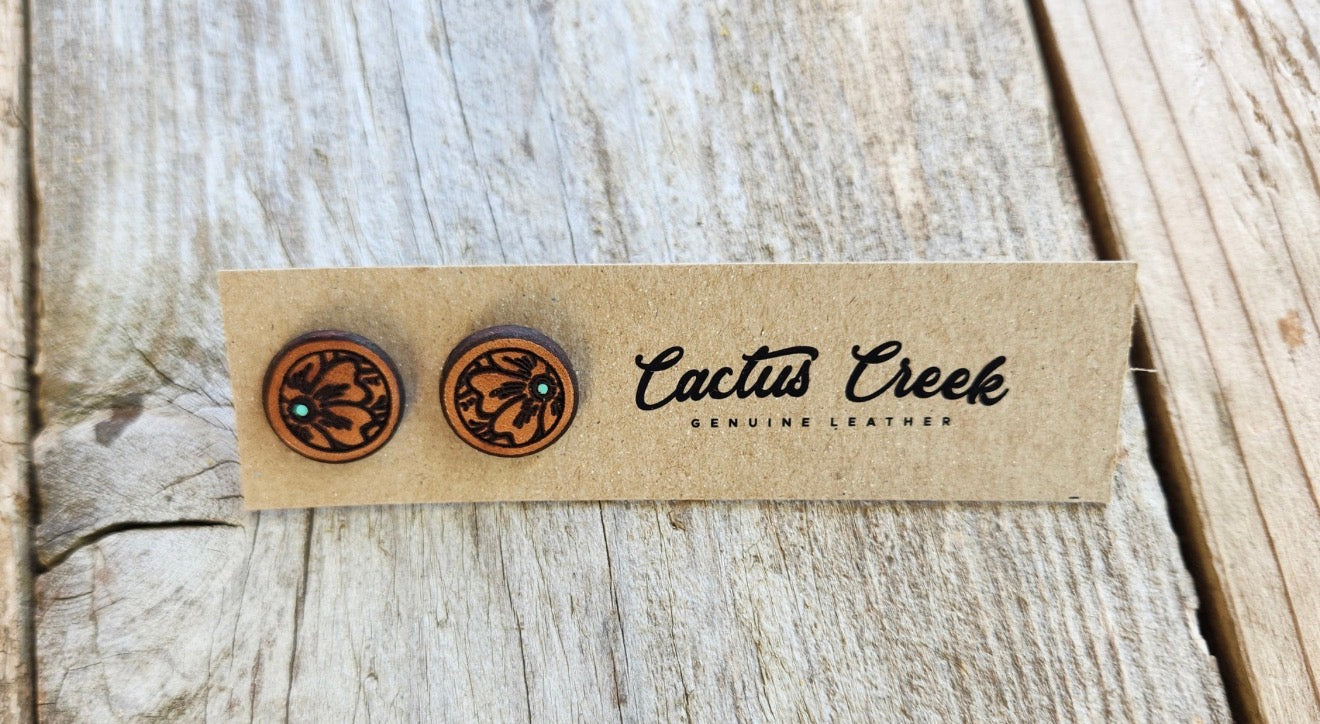"Millie" Handmade Genuine Leather Stud Earrings
