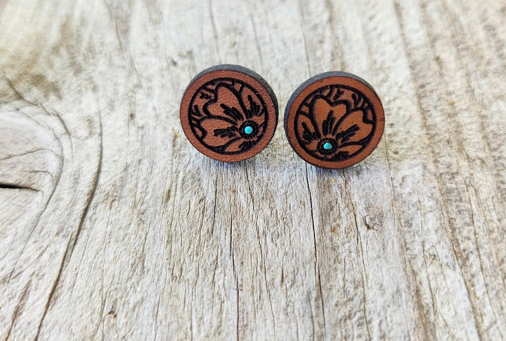 "Millie" Handmade Genuine Leather Stud Earrings