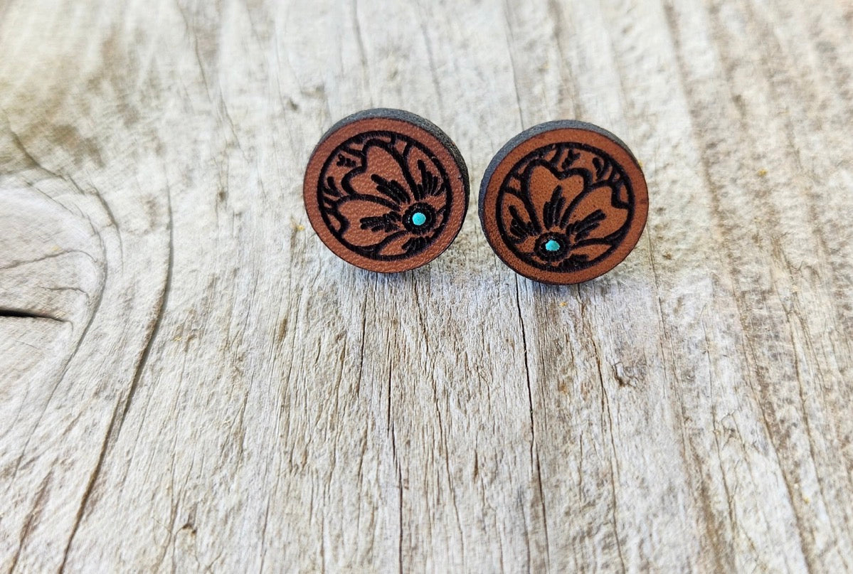 "Millie" Handmade Genuine Leather Stud Earrings