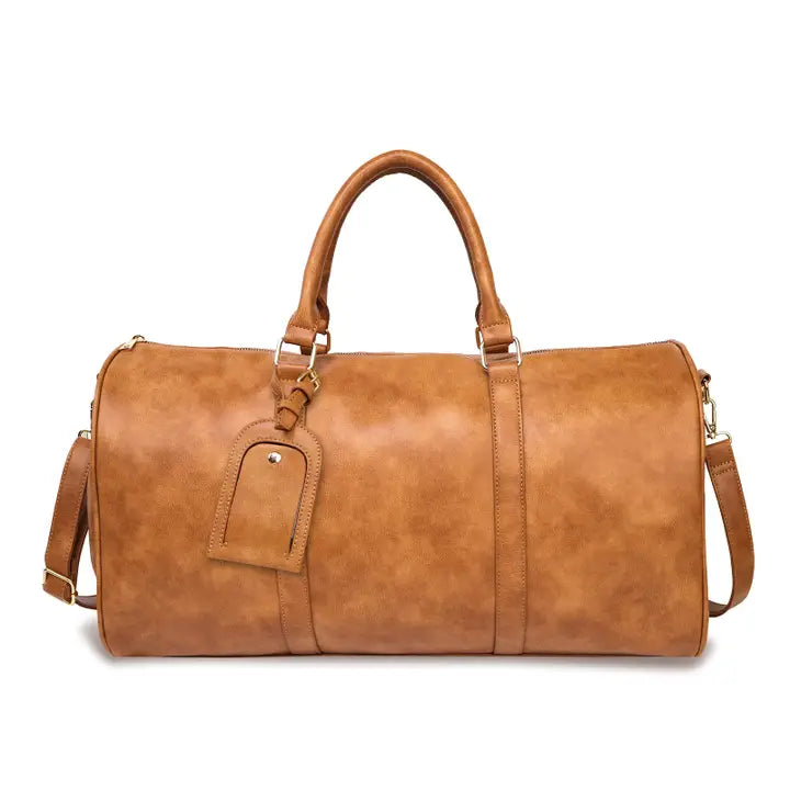 Brown Pu Leather Big Capacity Duffle Bag