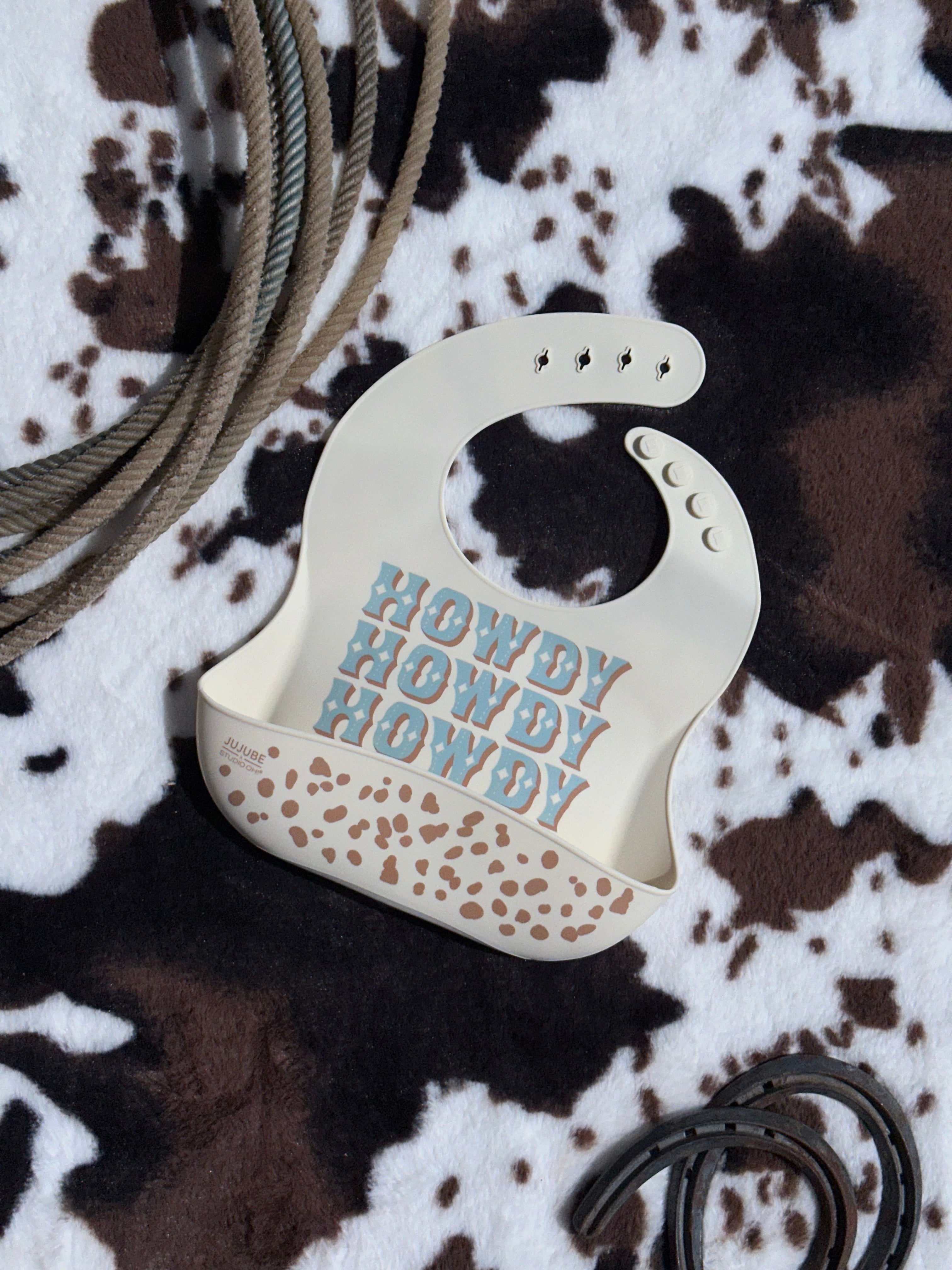 Silicone Bib Howdy Partner Blue