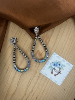 Viola Tiffany Iridescent Crystal Teardrop Silvertone Earrings