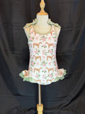 Kids Pink Horse Ruffles & Bows Cross Back One piece swimsuit
