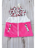 Leopard & White & Pink Fleece Sleeveless Girls Vest